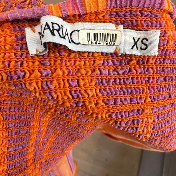 Maria Cher Pink Midi Slip Dress XS Smocked Silk Vacation Romantic Sundress $500 - Picture 13 of 14